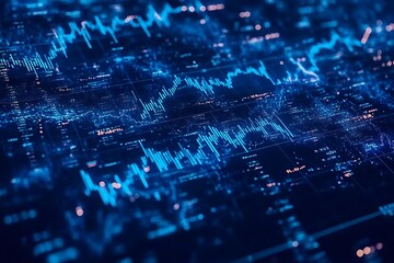 Glowing Blue Digital Charts Market Analysis Visualization