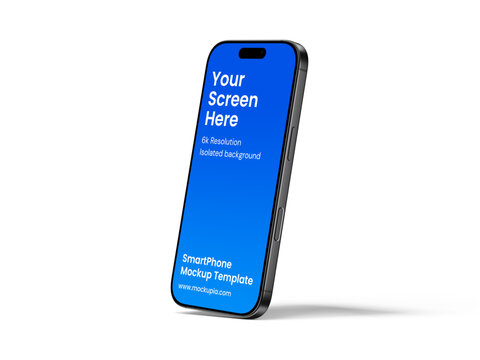 Phone Mockup Template, suitable for app, marketing, e-commerce promotional design. High quality and realistic render in black titanium color.