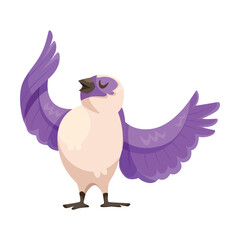 Singing Bird with Beak Enjoy Spring Vector Illustration