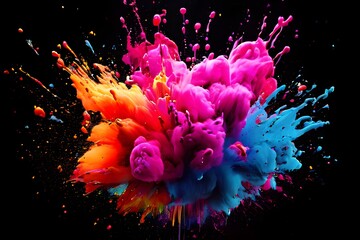 vibrant artwork of an explosion of ink drops in brilliant shades