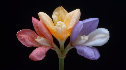 Fototapeta premium Hybrid Flower with Mixed Petals in Cinematic Macro