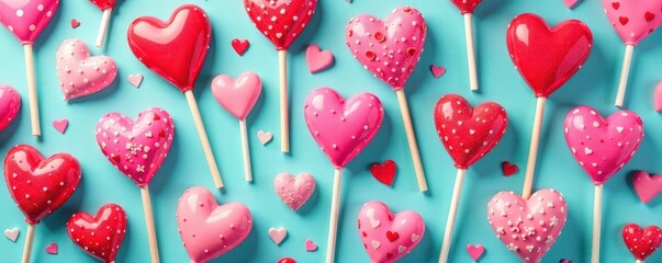 Sweet heart lollipops seamless pattern, vibrant colors , bright, purple