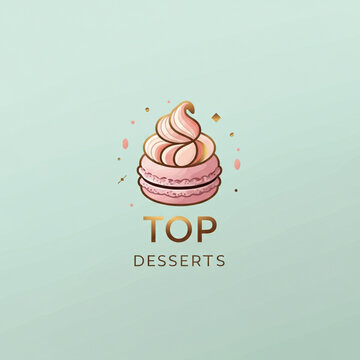Delightful pastel dessert delight featuring a whimsical macaron and cream swirl on a soft background. Generative AI