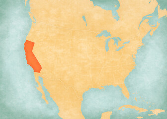 Naklejka premium Map of United States of America - California