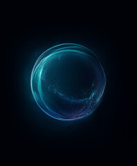 Colorful glowing sphere with light effects and cosmic background