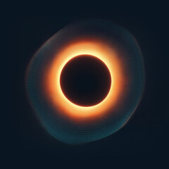 Abstract representation of a glowing ring with a central dark circle in a modern artistic style