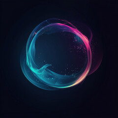 Colorful abstract swirl with glowing elements creates a captivating visual effect in a dark background