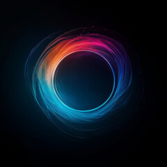 Vibrant swirling colors create a captivating circular design on a dark background