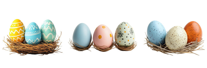 Obraz premium Easter eggs in nest isolated on transparent background 
