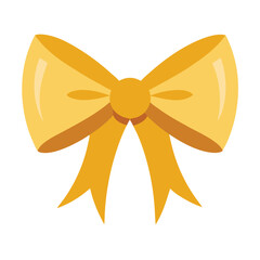 Golden Ribbon Bow Vector Illustration - Cartoon, Clipart, and Line Art Design.eps