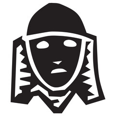 Face of Mongol Warrior, Central Asian Character in Helmet Vector Illustration. Ottoman soldier