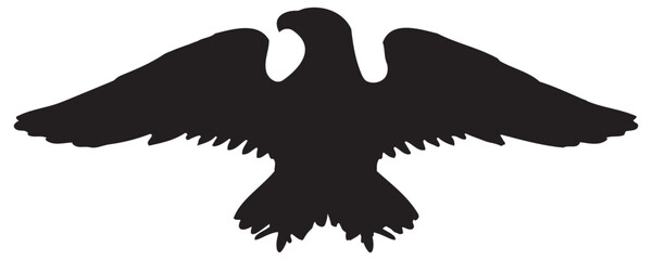 black lines flying eagle. Vector illustration isolated on white background. Eagle and hawk tattoo image