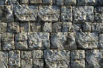 Fototapeta premium Image of Old ancient gray stone wall. Texture for background usage