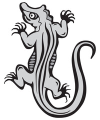 Lizard silhouette in gray. Vector illustrator. Lizard for tattoo