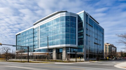 Modern Glass Office Building on a Sunny Day
