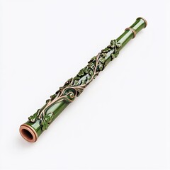 Naklejka premium Elegant green flute with shamrock and vine decorations.