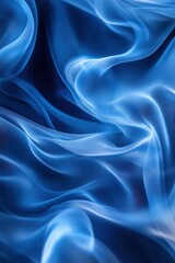 Fototapeta premium Silky blue abstract waves with highlights and a sense of depth, conveying elegance and modernity.