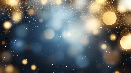 Obraz premium Abstract blurred lights create a mesmerizing backdrop with a mix of golden and blue tones, perfect for festive, celebratory, or dreamy themes