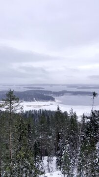 Struve Geodetic Arc in Finland under a blanket of snow. Perfect for nature videos, cultural heritage projects, educational content, and winter-themed travel promotions.