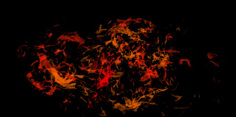 Dark red and orangish flame oil ink liquid swirl texture watercolor background design. Vector illustration of smoky shape. Realistic flames frame background template. sparkles pattern with smoke fog.