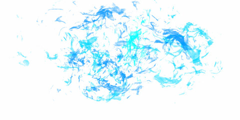 Blue watercolor background for smoke background. Colorful steam exhaled from the vape with a smooth transition of color molecules from turquoise to blue on a white background. Soft blue watercolor.