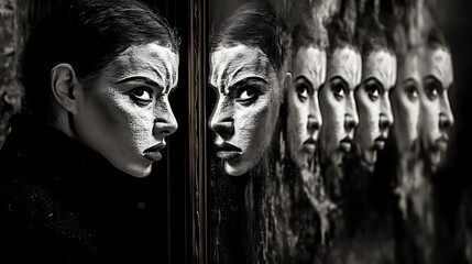 A Person Staring Sadly into the Mirror, Contemplating Their Inner Emotions and Unspoken Struggles