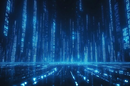 Cyber Technology Flow Background Towers Perspective