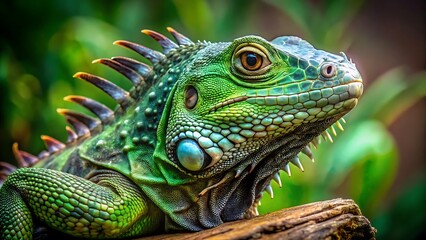 Obraz premium Green iguana scaly skin