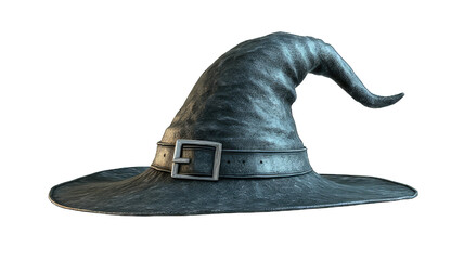 Vintage Witch Hat with Textured Surface and Belt PNG Background