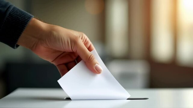 Democratic Process Animation Showing a Hand Placing a Ballot into a Voting Box