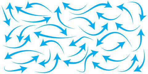 Set long blue curve arrow icon vector . blue curve arrow icon set. long arrow icon set. curve arrow vector illustration. flat style. arrow icon for your web site design, logo, app, UI. arrow indicated