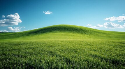 Fototapeta premium Rolling Green Hill Under a Blue Sky