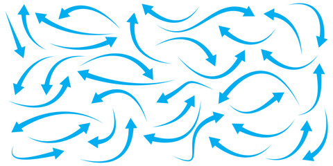 Set long blue curve arrow icon vector . blue curve arrow icon set. long arrow icon set. curve arrow vector illustration. flat style. arrow icon for your web site design, logo, app, UI. arrow indicated