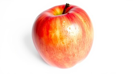 Fresh apple with water droplets on a white background
