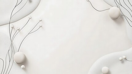 Abstract White Background with Organic Forms and Spheres