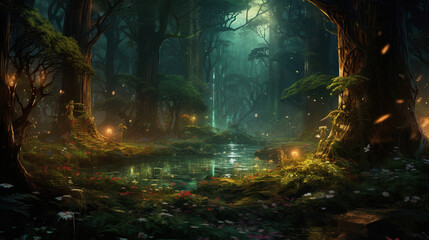 Enchanted Forest Pond - Magical Nature Scene