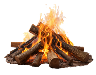 Fire camping isolated on white background, cutout 