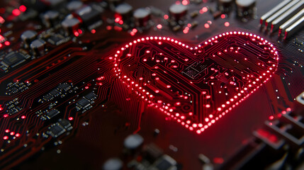computer circuit board with heart heart shaped book background valentine day 14th February 2025 with rose flower gift love and heart affair romance and romantic