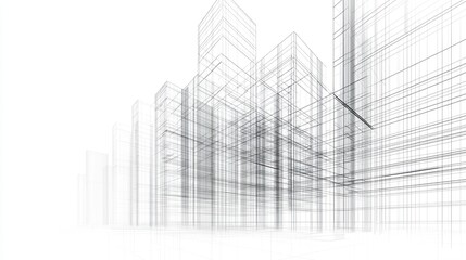 Obraz premium Architectural Wireframe Cityscape: Modern Urban Design Concept