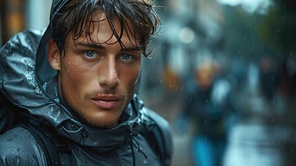 Obraz premium Athletic male model in a breathable and functional activewear set, demonstrating the versatility and performance of the brand's sportswear collection during a workout session