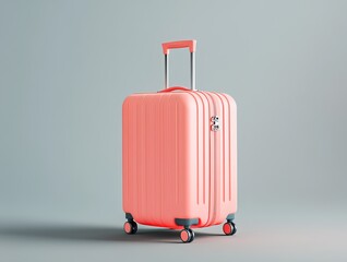 stylish orange suitcase standing upright on a light background, ready for travel, symbolizing modern travel essentials