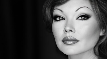 Fototapeta premium Monochrome Elegance: A Stunning Black and White Portrait of a Woman