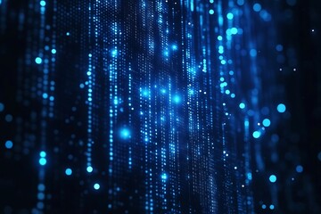 Obraz premium Futuristic Blue Digital Rain Network Background