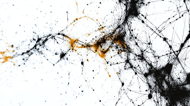 Toiles neuronales dans un espace mouvant entre le blanc et lor