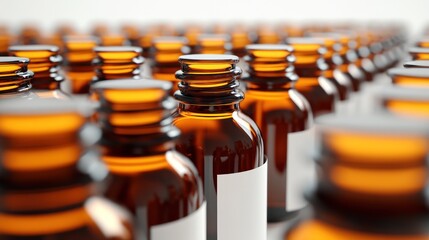 Amber Bottles: A Production Line of Essential Oils or Medicine