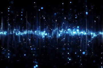 Blue Glowing Wavy Abstract Digital Art