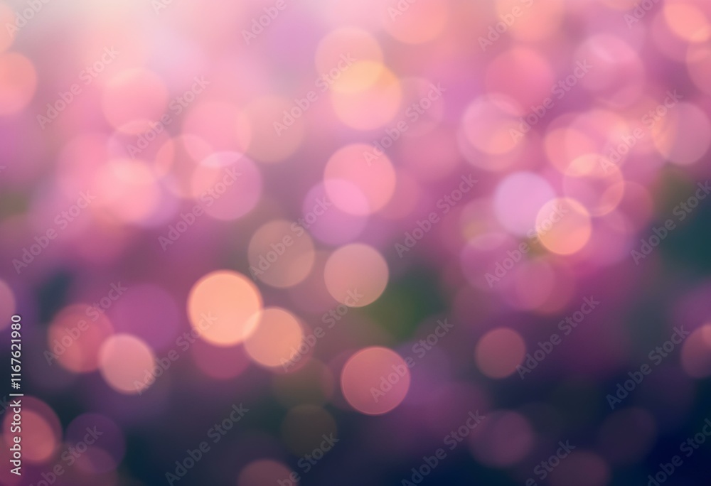 Poster soft pink and purple bokeh background. blurred circular lights create dreamy atmosphere. abstract fe