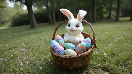 easter bunny with easter eggs