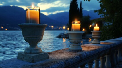 Tranquil Candlelight Seascape at Dusk