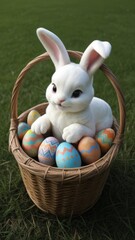 easter bunny with easter eggs